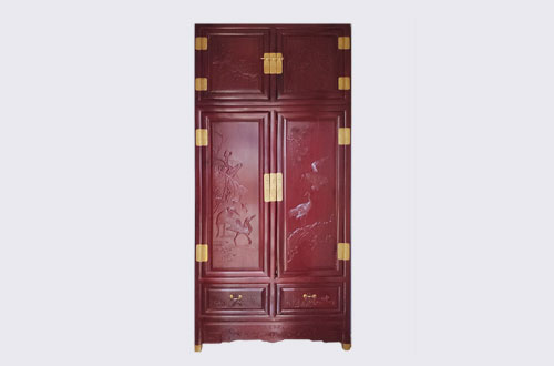 江宁高端中式家居装修深红色纯实木衣柜